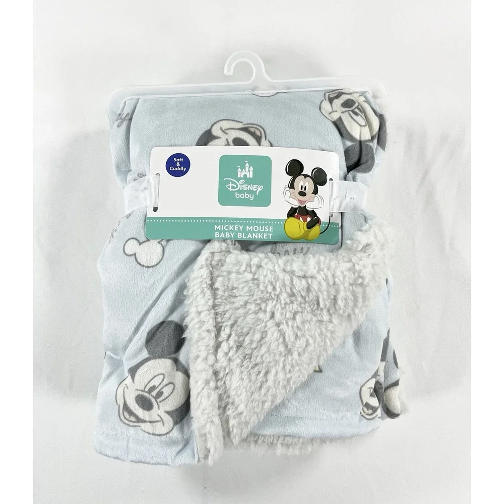 Disney Baby Mickey Mouse Plush Sherpa Blanket Blue 30x40 NWT‎ Crib Stroller Car